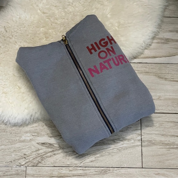 Vintage & Rare Spirtual Gangster “High on Nature” grey & rainbow Hoodie - sz M - Picture 5 of 14